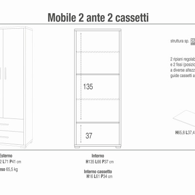 GARE - armadio moderno con due ante e due cassetti