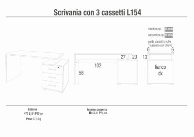 LIPSIA - scrivania con cassettiera