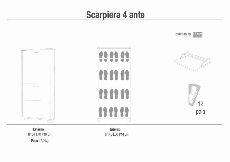 BEA - scarpiera a 4 ante