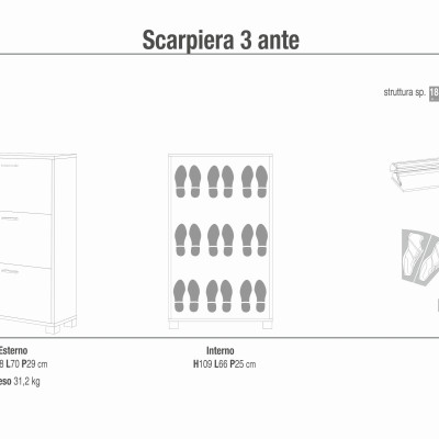 PAC - scarpiera a 3 ante