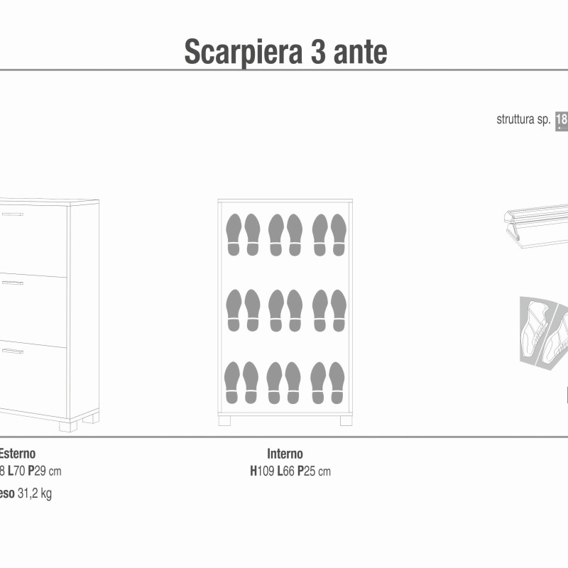 PAC - scarpiera a 3 ante