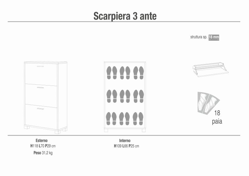PAC - scarpiera a 3 ante