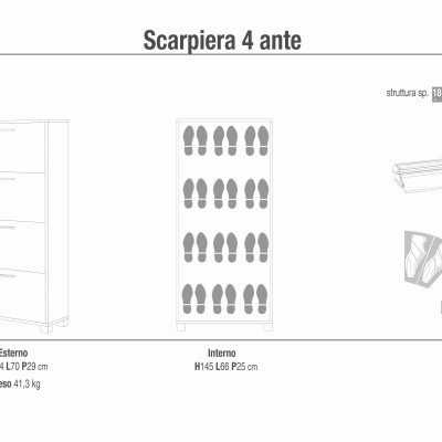 ESSENZA - scarpiera a 4 ante