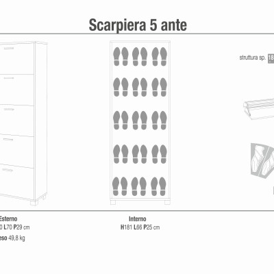 ECHO - scarpiera a 5 ante