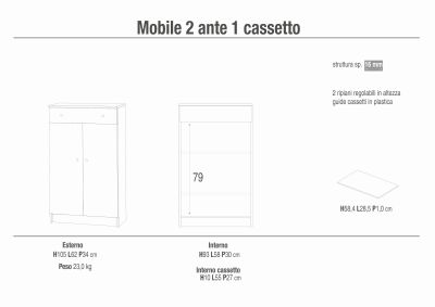 KLASS - mobiletto da ingresso portaoggetti