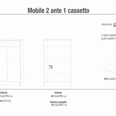 KLASS - mobiletto da ingresso portaoggetti