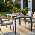 AUTOLIV - tavolo da esterno autolivellante in acciaio cm 80 x 120 x 76 h