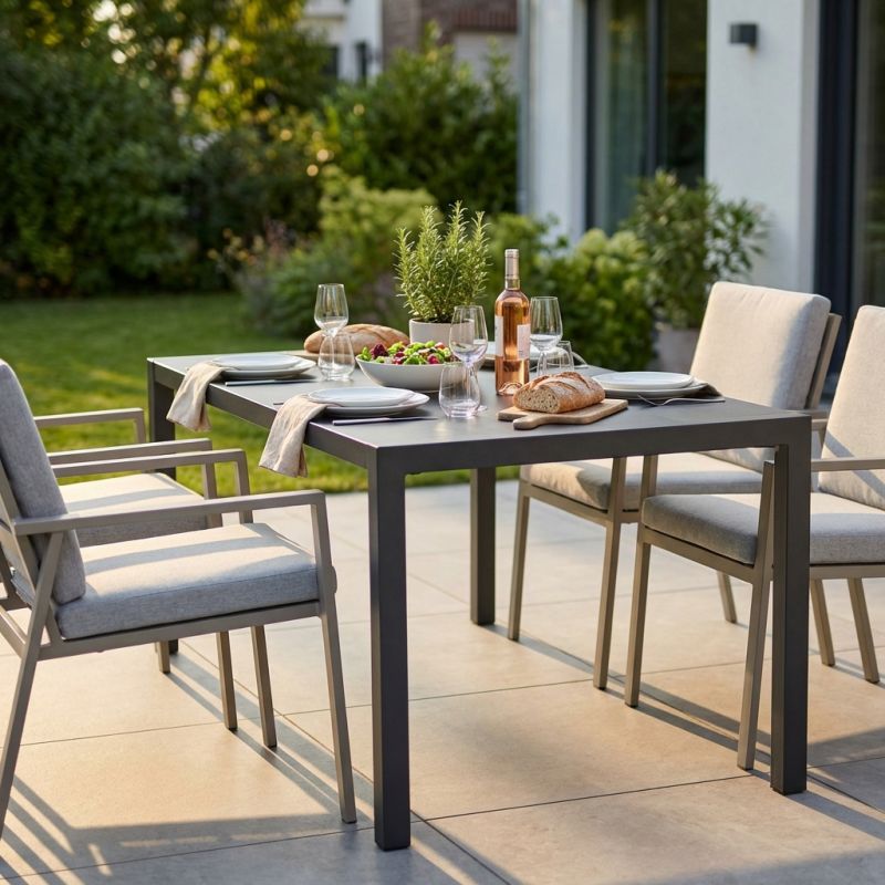 AUTOLIV - tavolo da esterno autolivellante in acciaio cm 80 x 120 x 76 h