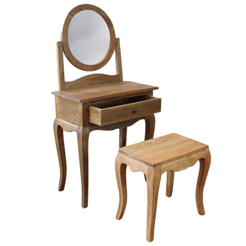 NADA - toletta con sgabello in legno di mogano