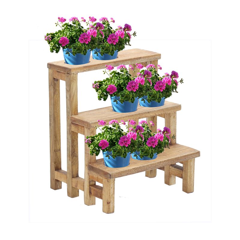 LAUX - fioriera a tre livelli in legno di mogano