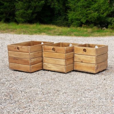SUSAN - set di 3 cassette in legno di mogano