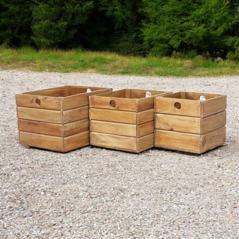 SUSAN - set di 3 cassette in legno di mogano