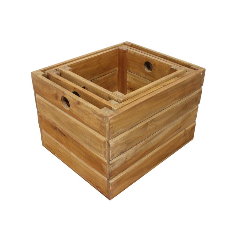 SUSAN - set di 3 cassette in legno di mogano