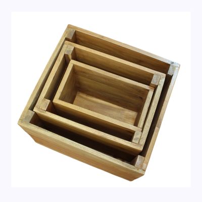 SUSAN - set di 3 cassette in legno di mogano