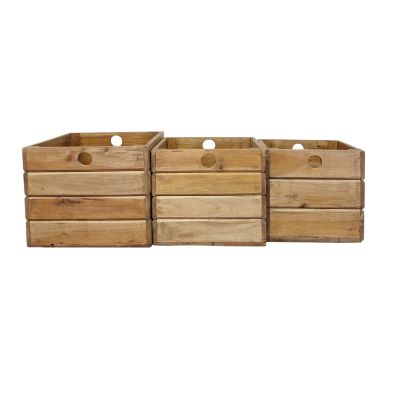 SUSAN - set di 3 cassette in legno di mogano