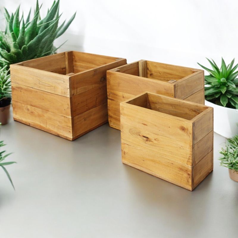 SMITH - set di 3 cassette in legno di mogano
