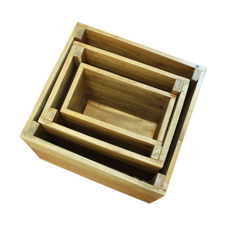 SMITH - set di 3 cassette in legno di mogano