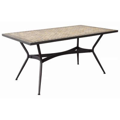 BRAIS - tavolo con piano rettangolare e mosaico beige e antracite