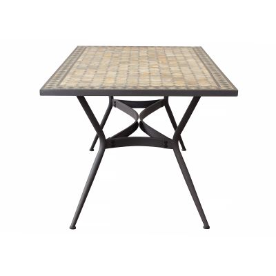 BRAIS - tavolo con piano rettangolare e mosaico beige e antracite