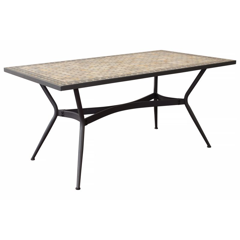 BRAIS - tavolo con piano rettangolare e mosaico beige e antracite