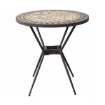 BRAIS - tavolo con piano rotondo e mosaico beige e antracite