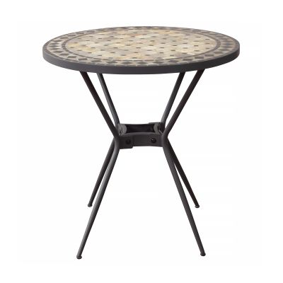 BRAIS - tavolo con piano rotondo e mosaico beige e antracite