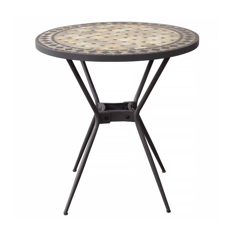 BRAIS - tavolo con piano rotondo e mosaico beige e antracite