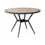 BRAIS - tavolo con piano rotondo e mosaico beige e antracite