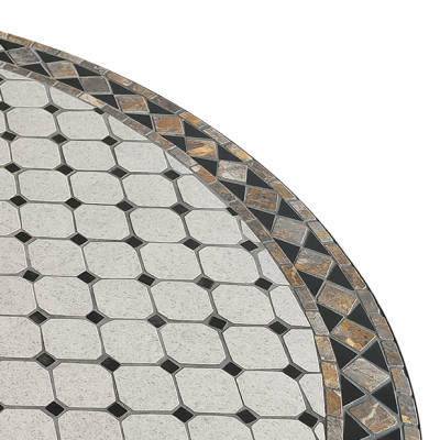 ANXO - tavolo con piano rotondo e mosaico beige e antracite