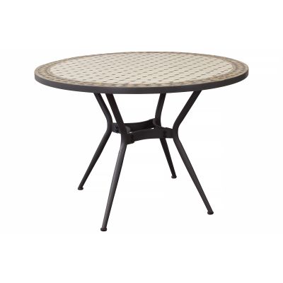 ANXO - tavolo con piano rotondo e mosaico beige e antracite