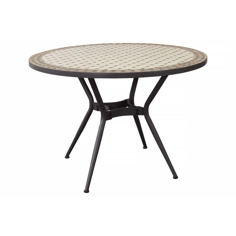 ANXO - tavolo con piano rotondo e mosaico beige e antracite
