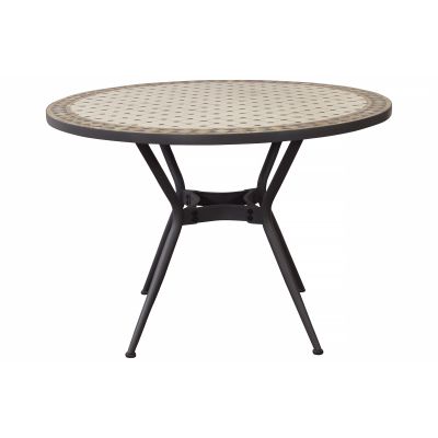 ANXO - tavolo con piano rotondo e mosaico beige e antracite