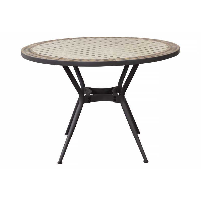 ANXO - tavolo con piano rotondo e mosaico beige e antracite