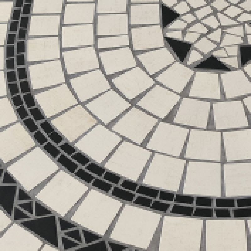 MELILLA - tavolo con piano ovale e mosaico beige e antracite
