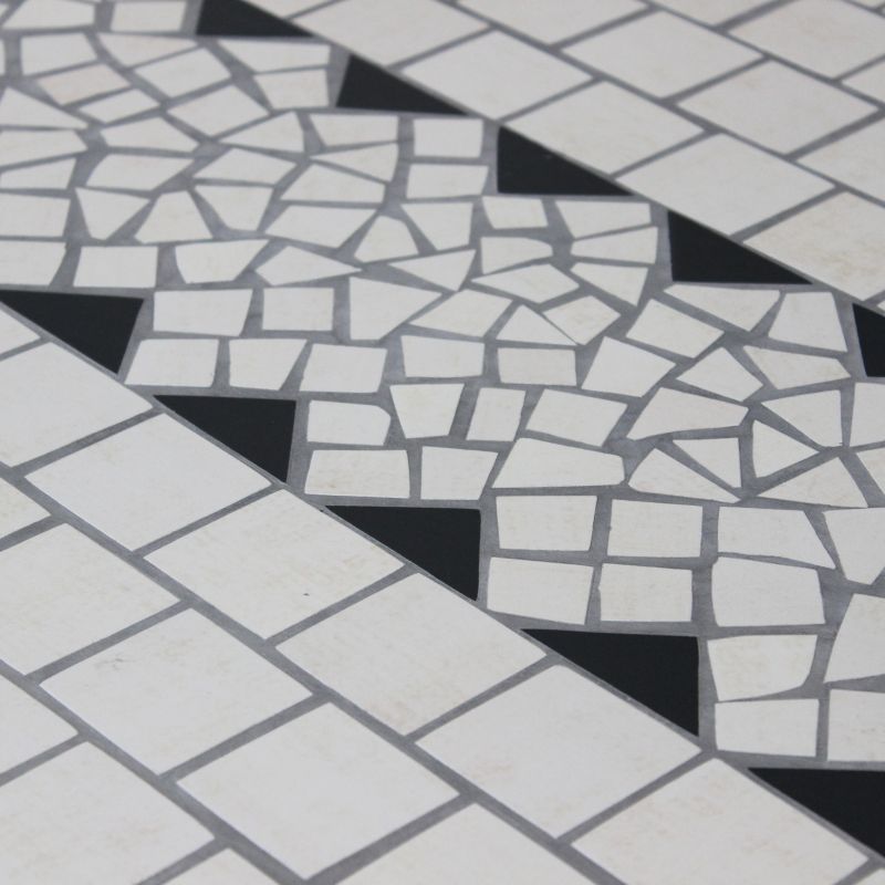 MELILLA - tavolo con piano ovale e mosaico beige e antracite