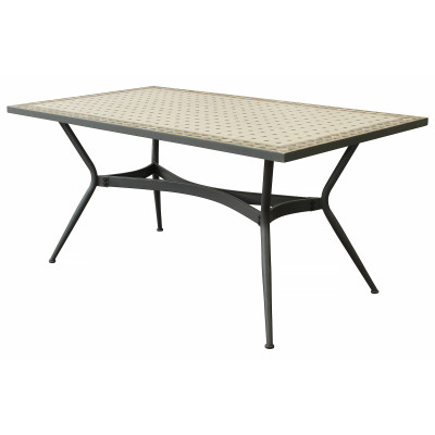 ANXO - tavolo con piano rettangolare e mosaico beige e antracite