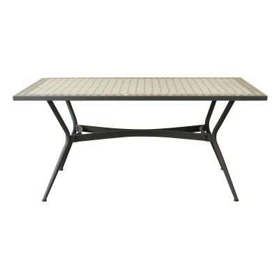 ANXO - tavolo con piano rettangolare e mosaico beige e antracite