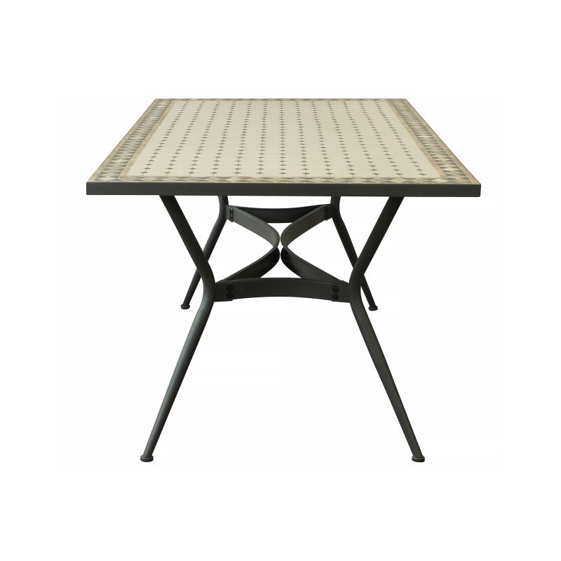 ANXO - tavolo con piano rettangolare e mosaico beige e antracite