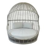 AITANA - conchiglione con struttura in alluminio wicker grigio chiaro