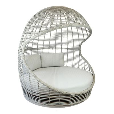 AITANA - conchiglione con struttura in alluminio wicker grigio chiaro