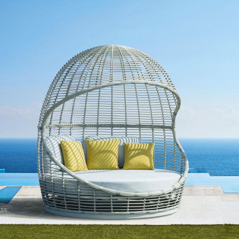AITANA - conchiglione con struttura in alluminio wicker grigio chiaro