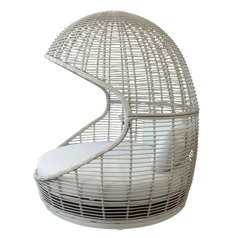 AITANA - conchiglione con struttura in alluminio wicker grigio chiaro