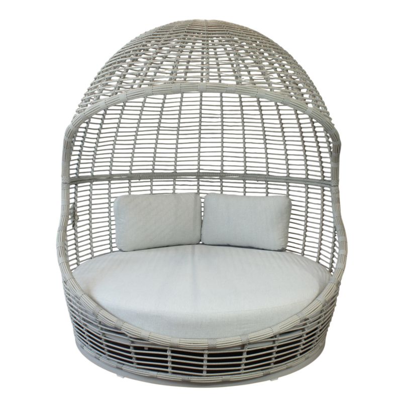 AITANA - conchiglione con struttura in alluminio wicker grigio chiaro