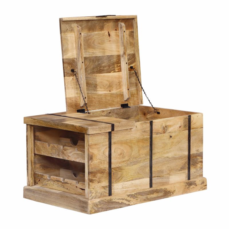 JORDI - tavolino in legno di mango con porta bottiglie