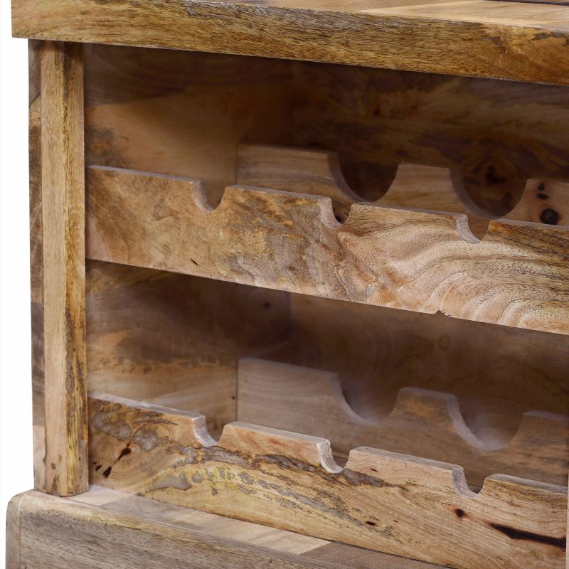 JORDI - tavolino in legno di mango con porta bottiglie