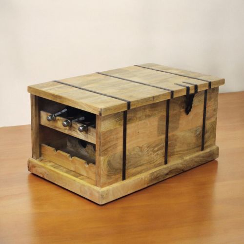 JORDI - tavolino in legno di mango con porta bottiglie