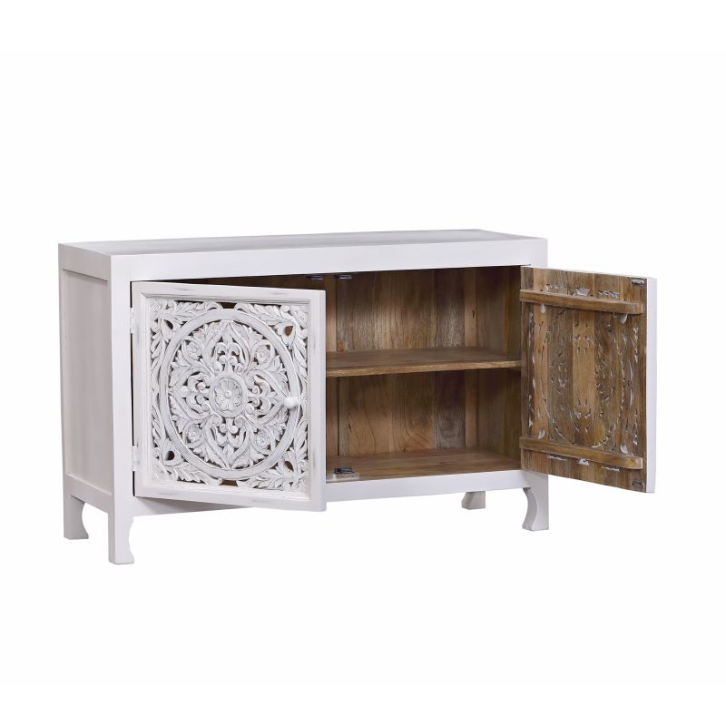 ZAYRA - mobile in legno di mango con 2 ante