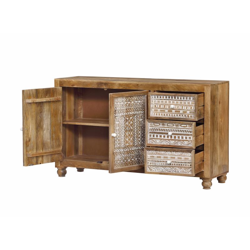 VIGGO - mobile in legno di mango con 2 ante e 3 cassetti