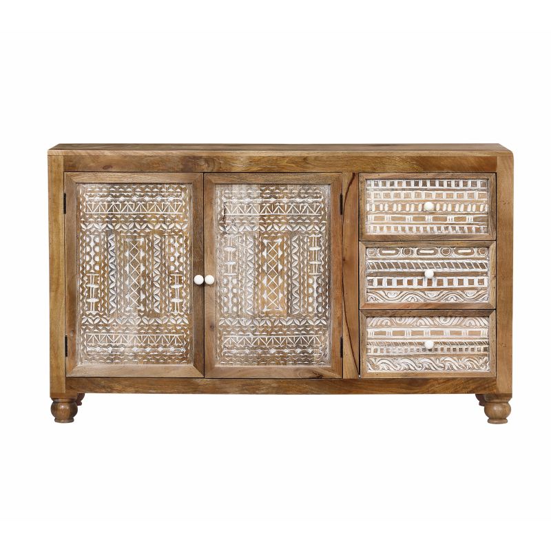 VIGGO - mobile in legno di mango con 2 ante e 3 cassetti