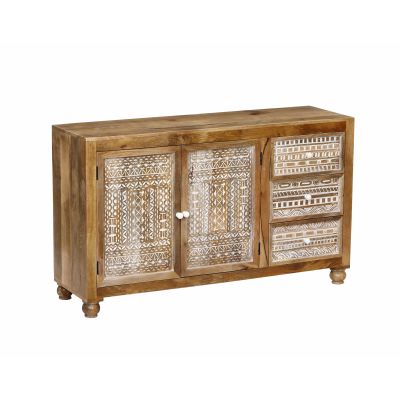 VIGGO - mobile in legno di mango con 2 ante e 3 cassetti